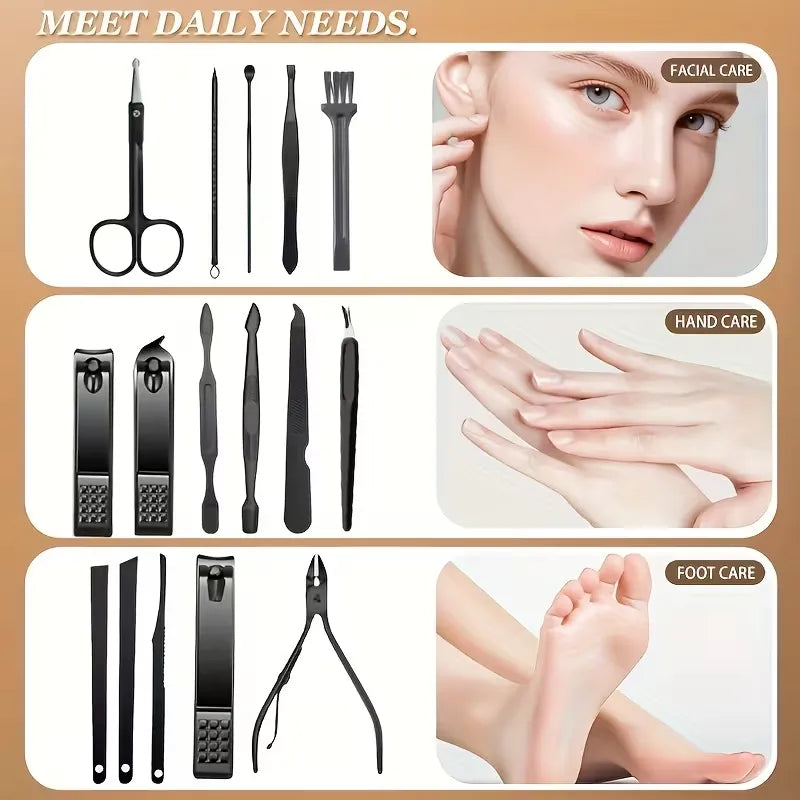 Professional 16-Piece Nail Clipper Set – Brown Case