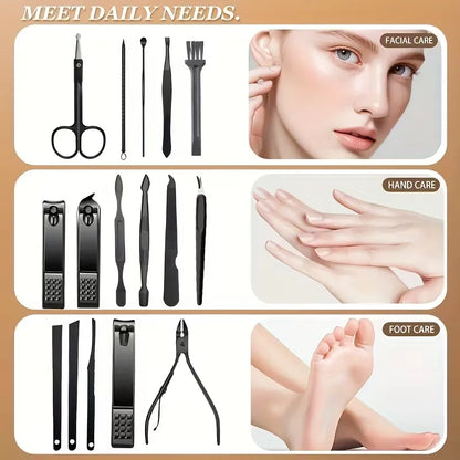 Professional 16-Piece Nail Clipper Set – Brown Case
