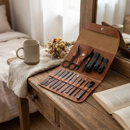 Professional 16-Piece Nail Clipper Set – Brown Case
